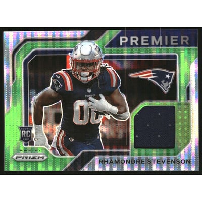 2021 Panini Prizm Premier Jerseys Neon Green Pulsar #29 Rhamondre Stevenson