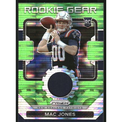 2021 Panini Prizm Rookie Gear Neon Green Pulsar #6 Mac Jones