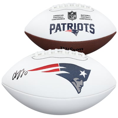 Christian Gonzalez New England Patriots Autographed Fanatics Authentic Wilson White Panel Football