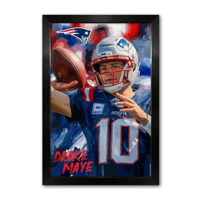 Drake Maye New England Patriots 14" x 20" Framed Football Player Action Portrait – Artist Series Print