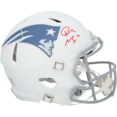 Drake Maye New England Patriots Autographed Fanatics Authentic Riddell Rivalry Speed Authentic Helmet
