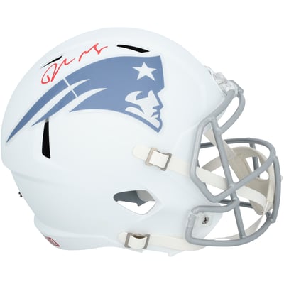 Drake Maye New England Patriots Autographed Fanatics Authentic Riddell Rivalry Speed Replica Helmet  
