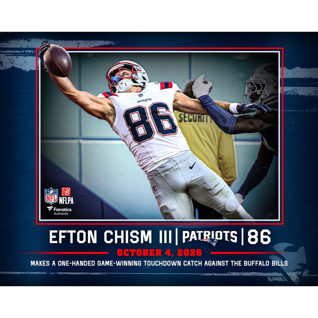 Efton Chism III New England Patriots Unsigned 2026 NFL Week 4 One ...