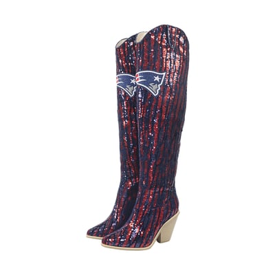  New England Patriots FABGATING by Cuce Over-the-Knee Two-Tone Sequin Boots