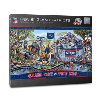 New England Patriots Fanpoint 10.5" x 28" Game Day at the Zoo 500-Piece Puzzle