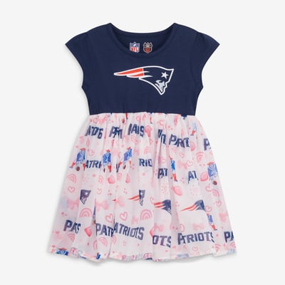 New England Patriots Wes & Willy Girls Toddler Princess Dress - Navy