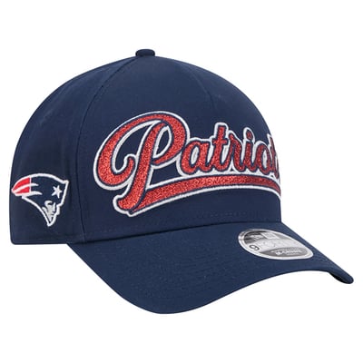 New England Patriots New Era Girls Youth Glitz 9FORTY A-Frame Adjustable Hat - Navy
