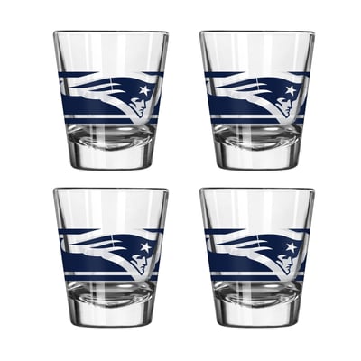 New England Patriots Logo Brands Four-Piece Stripe Shot Glass Set