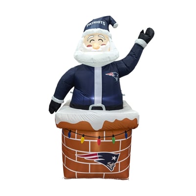 New England Patriots Logo Brands Santa in Chimney Yard Inflatable