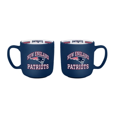 New England Patriots Logo Brands Two-Piece 15oz. Stripe Mug Set