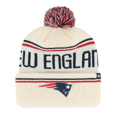  New England Patriots '47 Quattrle Cuffed Knit Hat with Pom - Natural