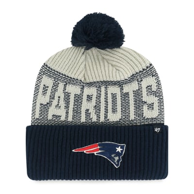  New England Patriots '47  Bone Chill Cuffed Knit Hat with Pom - Navy