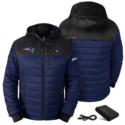 New England Patriots ActionHeat 5V Puffer Battery-Heated Jacket - Navy