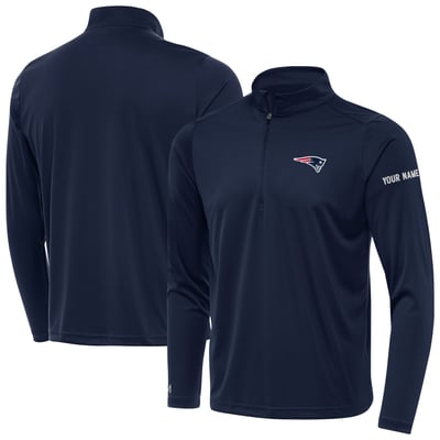 New England Patriots Antigua  Personalized Tribute Quarter-Zip Pullover - Navy