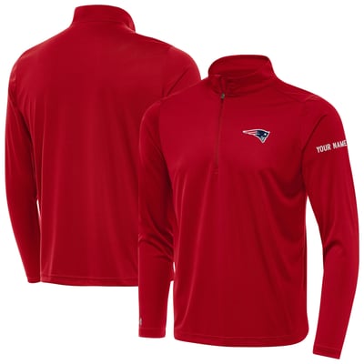 New England Patriots Antigua  Personalized Tribute Quarter-Zip Pullover - Red