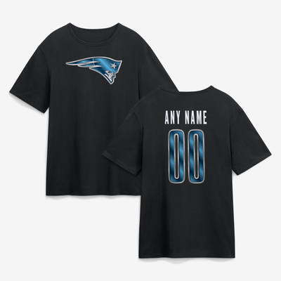 New England Patriots Big & Tall Metallic Mascot Personalized Name & Number T-Shirt - Black