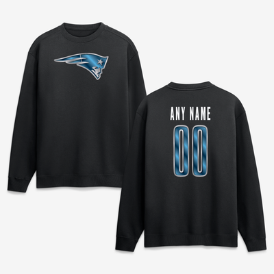 New England Patriots  Metallic Mascot Personalized Name & Number Sweatshirt - Black