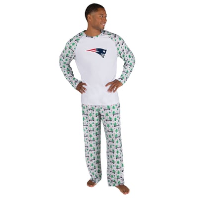 New England Patriots Concepts Sport Frostbite Knit Long Sleeve Top & Pants Sleep Set - White