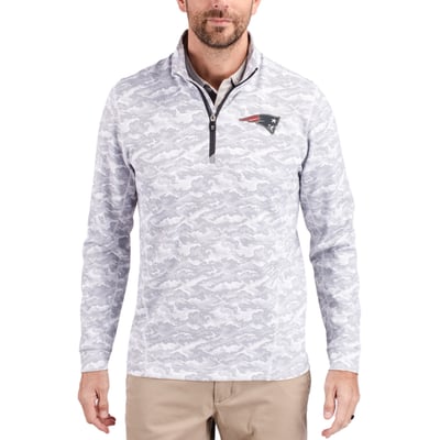 New England Patriots Cutter & Buck   Traverse Camo Print Stretch Quarter-Zip Top - Charcoal