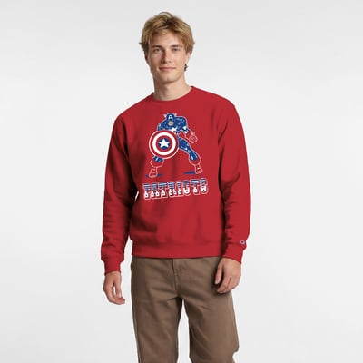 New England Patriots Disney x Champion Captain America Powerblend Sweatshirt - Red