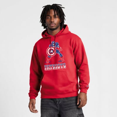  New England Patriots Disney x Champion Powerblend Full Front Sweatshirt - Red