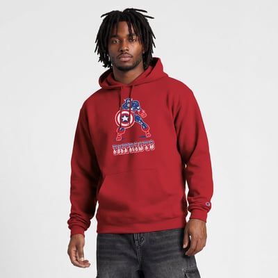  New England Patriots Disney x Champion Powerblend Full Front Sweatshirt - Red