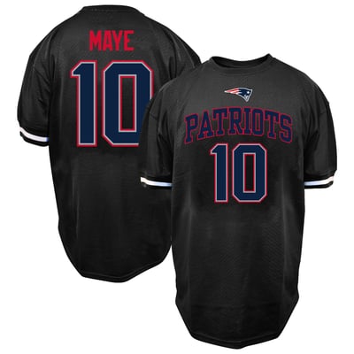 Drake Maye New England Patriots Fanatics Big & Tall Mesh Name & Number T-Shirt - Black
