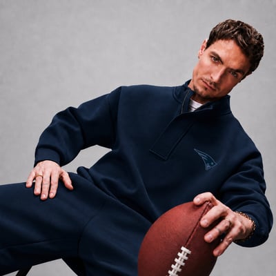  New England Patriots Levelwear Core Logo Luxe Stein 1/4 Zip Pullover - Navy
