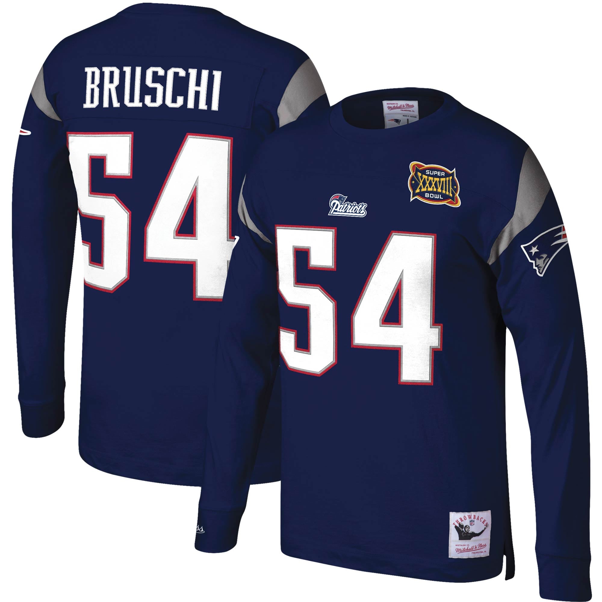 Men's Mitchell & Ness Tedy Bruschi Navy New England Patriots