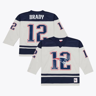 Tom Brady New England Patriots Mitchell & Ness Too Maxxed Out Hockey Fashion Jersey T-Shirt - Gray