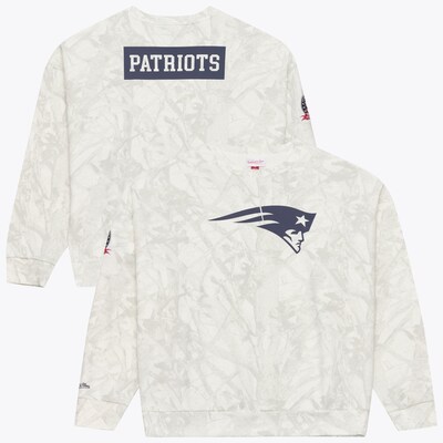  New England Patriots Mitchell & Ness Ghosted Crewneck Sweatshirt - White