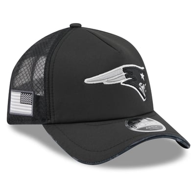 New England Patriots New Era 2026 Salute To Service Apex 9FORTY Adjustable Trucker Hat - Black
