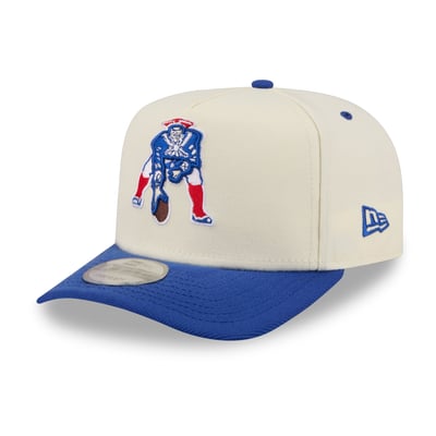 New England Patriots New Era Rear Wordmark A-Frame 9FIFTY Snapback Hat - Cream/Royal