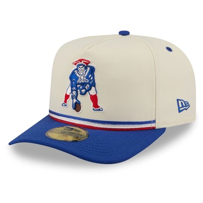 New England Patriots New Era Throwback A-Frame 59FIFTY Fitted Hat - Cream/Royal