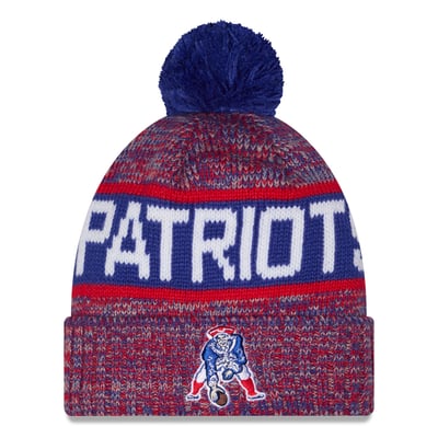 New England Patriots New Era Throwback Marled Cuffed Knit Hat with Pom - Royal