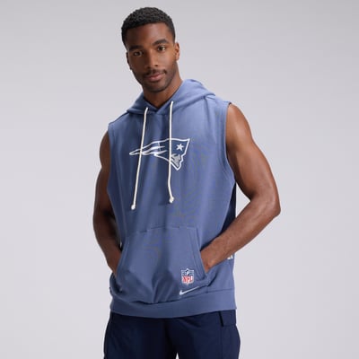  New England Patriots Nike Rivalries Collection Sideline Sleeveless Fleece Hoodie - Blue