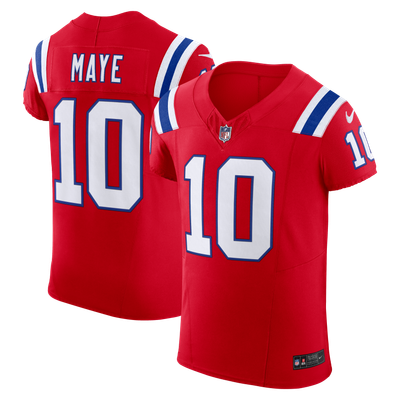 Drake Maye New England Patriots Nike Alternate Vapor F.U.S.E. Elite Jersey - Red