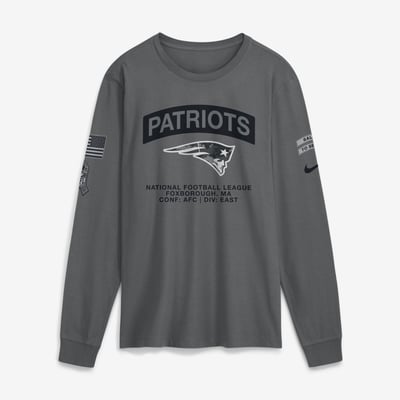  New England Patriots Nike 2026 Salute to Service Long Sleeve T-Shirt - Gray