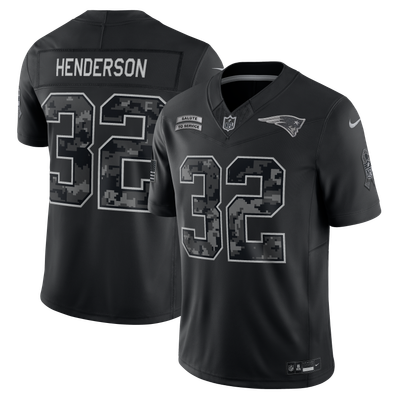 TreVeyon Henderson New England Patriots Nike 2026 Salute to Service Stitched Limited Jersey - Black