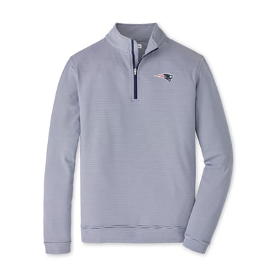 New England Patriots Peter Millar Perth Sugar Stripe Performance Quarter-Zip Pullover - Navy/White