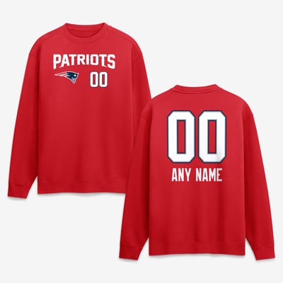 New England Patriots  Touchdown Wordmark Personalized Name & Number Sweatshirt - Red