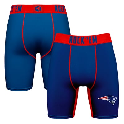  New England Patriots Rock Em Primary Logo Boxer Briefs - Navy