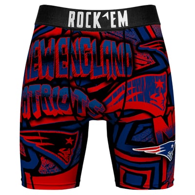 New England Patriots Rock Em Sketched Out Boxer Briefs - Navy