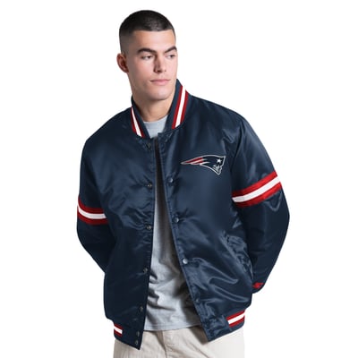 New England Patriots Starter Courtside Varsity Full Snap Jacket - Navy