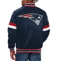 New England Patriots Starter Home Game Satin Full-Snap Varsity Jacket ...