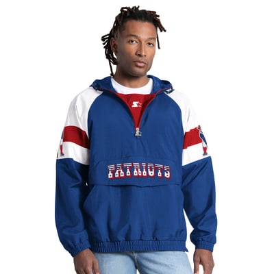 New England Patriots Starter Street Cut Retro Logo Half-Zip Jacket - Royal