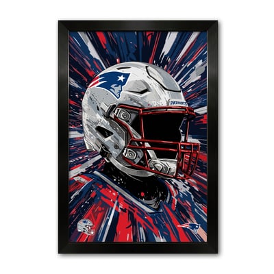 New England Patriots 14" x 20" Framed Football Helmet Hyper Speed Art Print
