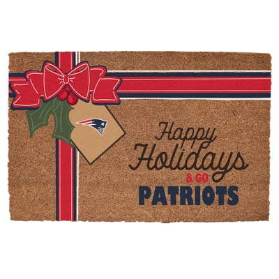 New England Patriots 20" x 30" Holiday Gift Wrap Coir Door Mat
