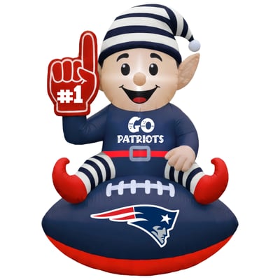 New England Patriots 4' Elf on a Football Outdoor Yard Inflatable