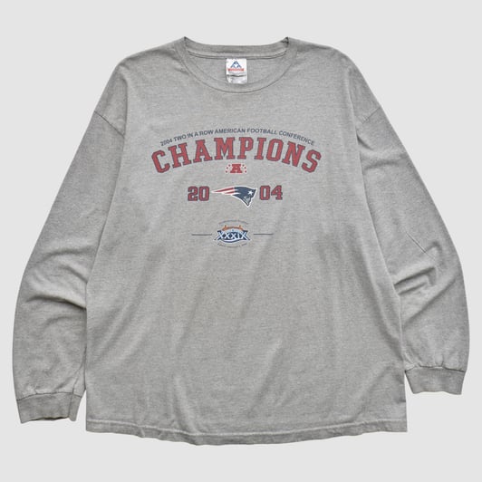 New England Patriots AAA 2004 Long Sleeve T-shirt - Heather Gray - 2XL by Fanatics Real Vintage